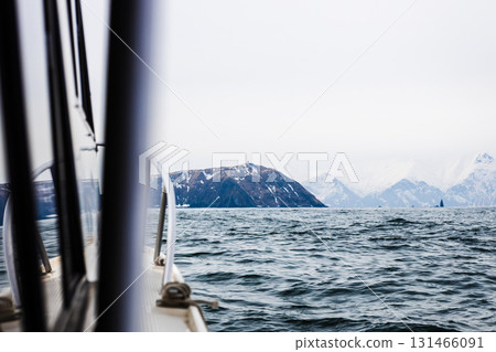 view of shore of Pacific ocean in Avacha from boat 131466091