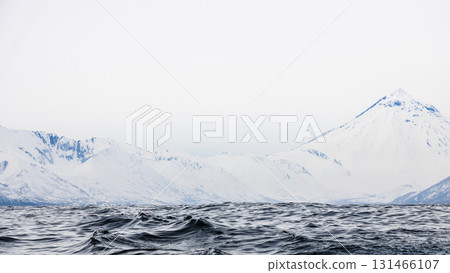 waves and snow-covered shore in Avacha bay waves and snow-covered shore in Avacha bay 131466107