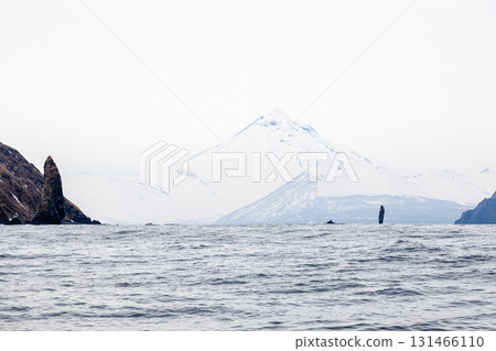 rocks near Avacha bay snowy mountain coast rocks near Avacha bay snowy mountain coast 131466110