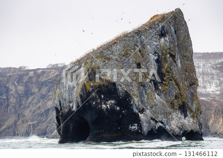 Babya rock in Babya bay of Pacific ocean on spring Babya rock in Babya bay of Pacific ocean on spring 131466112