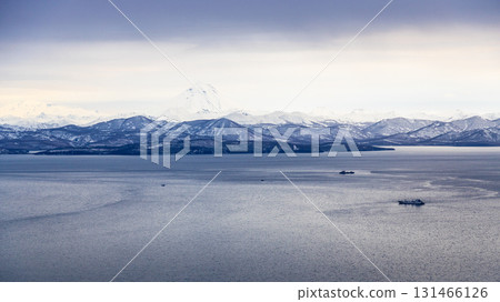 panoramic view of Avacha Bay in evening twilight 131466126