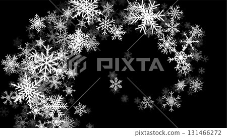 Christmas background with falling snowflakes. Winter holiday background or frame with pattern of holiday snow. Christmas background with falling snowflakes. Winter holiday background or frame with pattern of holiday snow. 131466272