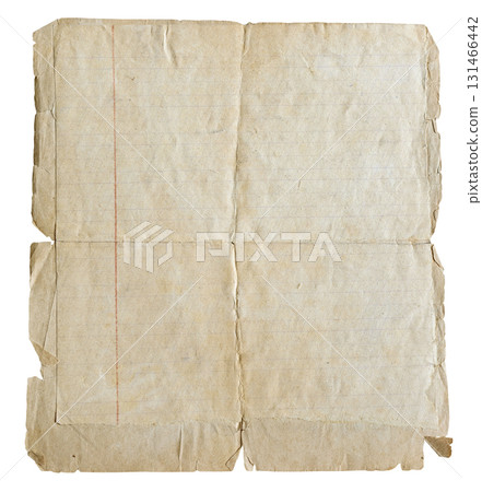 unfolded blank sheet of old lined paper isolated unfolded blank sheet of old lined paper isolated 131466442