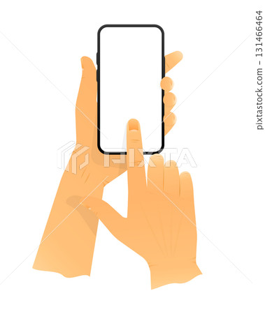 Hand Hold device. Touch Or Use Smartphone. Mock Up concept. Vector illustration. 131466464
