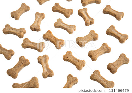 Dog bone cookies with textured details, pet food isolated on transparent png for packaging design, healthy pet snack, simple pet reward or training treat Dog bone cookies with textured details, pet food isolated on transparent png for packaging design, healthy pet snack, simple pet reward or training treat 131466479