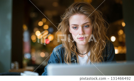 laptop, young woman, business 131466492