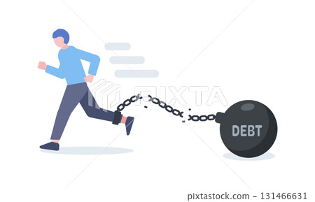 A man who breaks free from the shackles of debt and starts running A man who breaks free from the shackles of debt and starts running 131466631