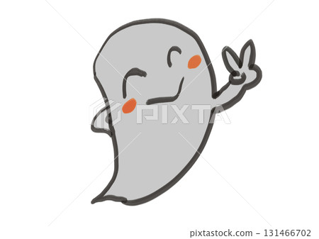 Illustration of a ghost making a peace sign 131466702