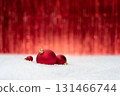 Christmas Background With Red Baubles On Snow And Festive Copy Space 131466744