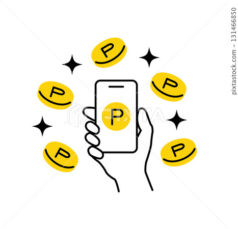 Smartphone and point coin cartoon Smartphone and point coin cartoon 131466850