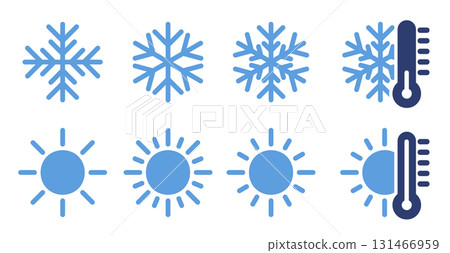Weather Icons: Snowflakes, Sun, and Temperature for Weather Weather Icons: Snowflakes, Sun, and Temperature for Weather 131466959