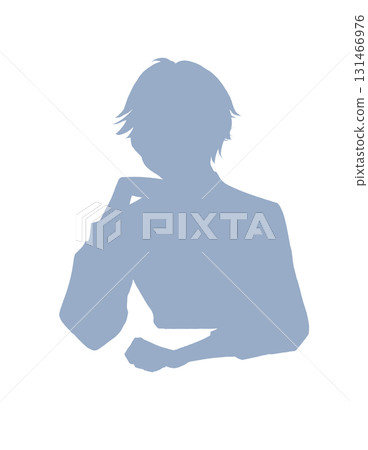 Aristocratic man silhouette resting his chin on his hand 131466976