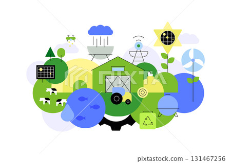 Smart farm. Agriculture landscape,Web banner,flat design icon vector illustration Smart farm. Agriculture landscape,Web banner,flat design icon vector illustration 131467256
