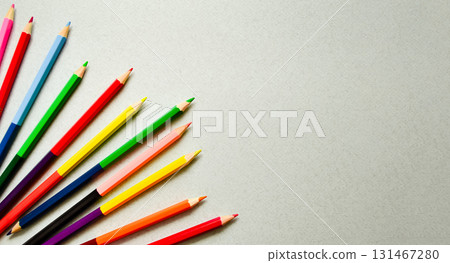 A lot of office and school stationery on a white background 131467280