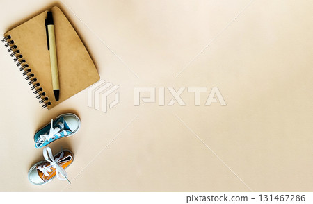 A lot of office and school stationery on a white background 131467286