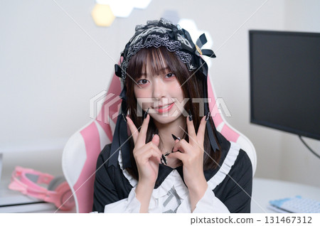 A landmine girl posing while looking at the camera 131467312
