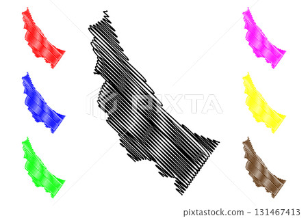 Al Batinah North Governorate (Sultanate of Oman, Governorates of Oman) map vector illustration, scribble sketch Al Batinah North map 131467413