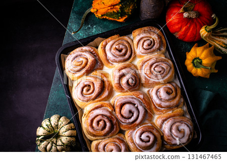 Fresh homemade bakery cinnamon buns 131467465