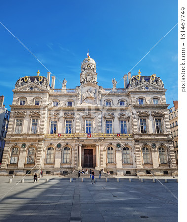 Lyon, France - February 13, 2024 The Hotel de Ville, french city hall of Lyon located in the Place des Terreaux. A masterpiece of 17th-century Renaissance Revival style architecture 131467749