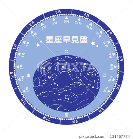 Illustration material of the star chart_Late March 0:00 131467774