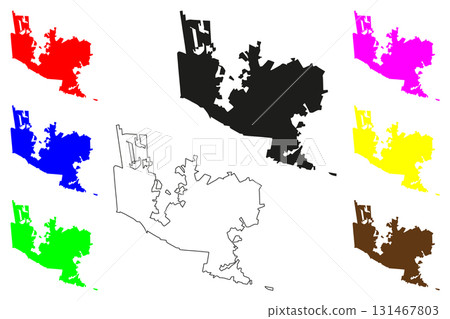 Apodaca city (United Mexican States, Mexico, Nuevo Leon State) map vector illustration, scribble sketch Apodaca map Apodaca city (United Mexican States, Mexico, Nuevo Leon State) map vector illustration, scribble sketch Apodaca map 131467803