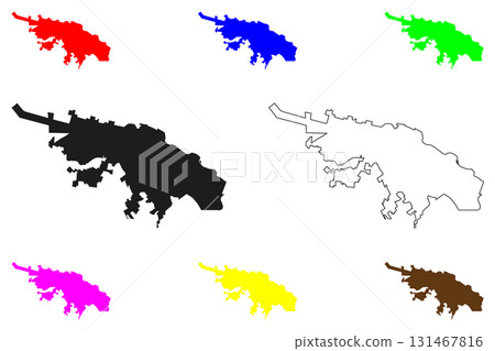 Ciudad Acuna city (United Mexican States, Mexico, Coahuila State) map vector illustration, scribble sketch Villa Acuna map 131467816