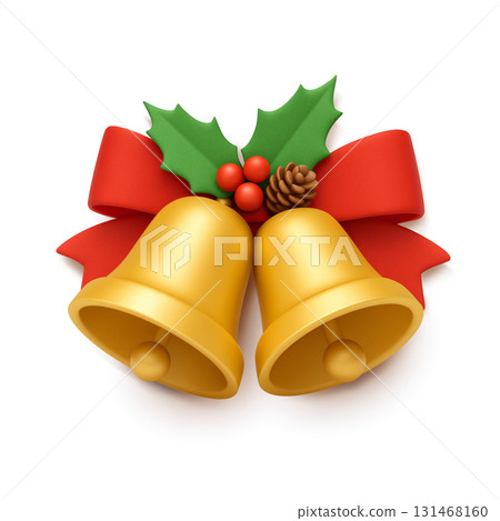 聖誕鐘聲插圖逼真的3D 131468160