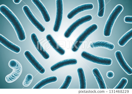 Rod shaped bacteria in glowing gradient microscopic illustration Rod shaped bacteria in glowing gradient microscopic illustration 131468229
