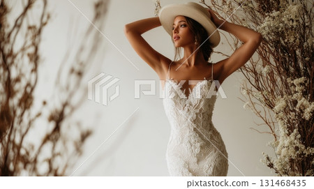 Elegant bride posing with style 131468435