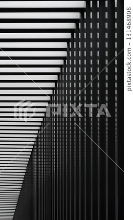 Abstract architectural design featuring alternating black and white slats lines Abstract architectural design featuring alternating black and white slats lines 131468908