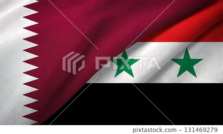 A visual representation of the flags of qatar and syria displayed side by side together 131469279