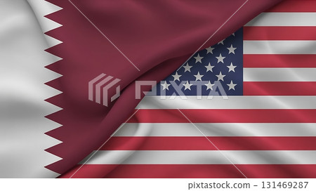 An image showing the flags of qatar and the united states of america overlapping each other 131469287