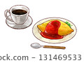Raster illustration of omelet rice and coffee Raster illustration of omelet rice and coffee 131469533
