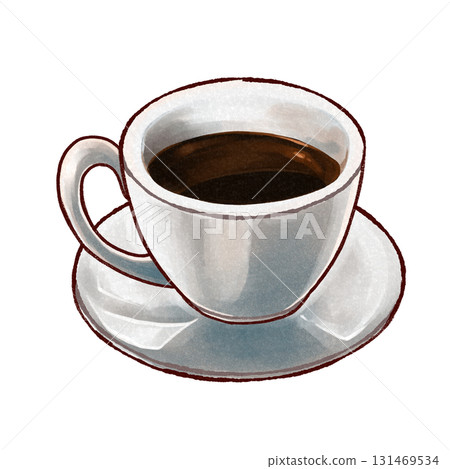 咖啡杯的手繪光柵插圖 131469534