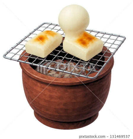 Mochi puffing up in the brazier 131469537