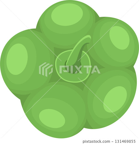 Illustration of a single green bell pepper from a top down perspective in a flat vector art style. 131469855