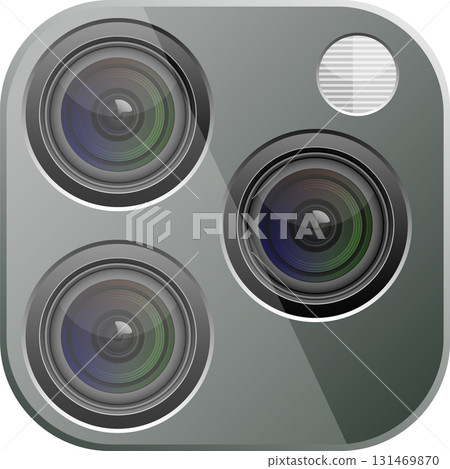 A stylized image of a modern multi-lens camera setup on a mobile device, futuristic look. A stylized image of a modern multi-lens camera setup on a mobile device, futuristic look. 131469870