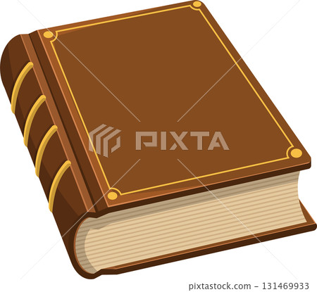 An antique brown book with gold accents resting on a surface, ready for reading and stories. An antique brown book with gold accents resting on a surface, ready for reading and stories. 131469933