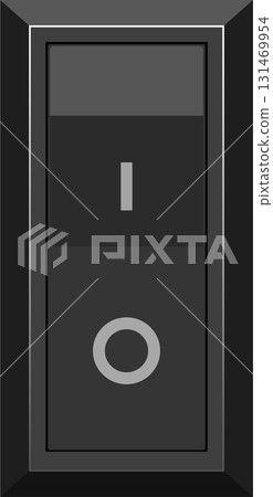 A gray light switch with a white border is in the on position and ready to be used. 131469954