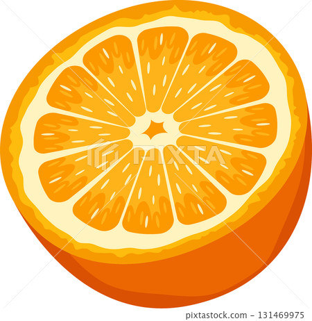 Half of a vibrant orange displaying juicy segments, and refreshing citrus fruit for a snack. Half of a vibrant orange displaying juicy segments, and refreshing citrus fruit for a snack. 131469975