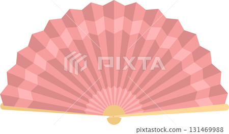 Elegant pink fan with intricate geometric patterns provides a touch of classic style. Elegant pink fan with intricate geometric patterns provides a touch of classic style. 131469988