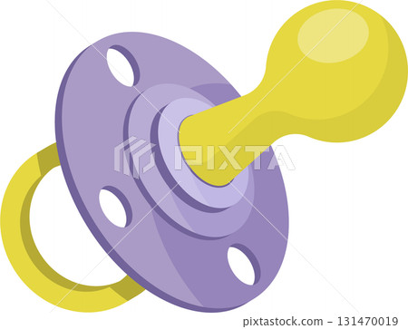 Cute baby pacifier in purple and yellow, perfect for soothing little ones. Soft and comforting. 131470019
