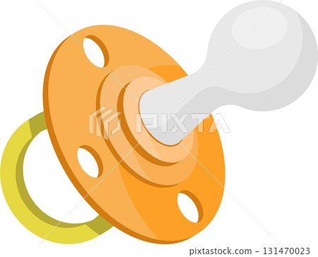 Pacifier: An orange and yellow baby soother with a white nipple for comfort and calming needs. 131470023
