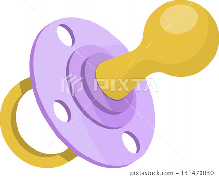 Stylized pacifier with a lavender shield, gold nipple, and gold ring suitable for baby Stylized pacifier with a lavender shield, gold nipple, and gold ring suitable for baby 131470030