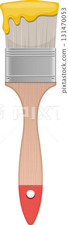 Paint brush loaded with yellow paint ready for painting projects or artistic endeavors. Paint brush loaded with yellow paint ready for painting projects or artistic endeavors. 131470053