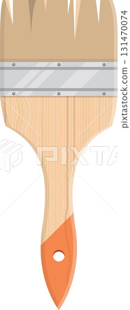 A wooden paint brush with metal fixture and hole for hanging, on a black studio background. A wooden paint brush with metal fixture and hole for hanging, on a black studio background. 131470074
