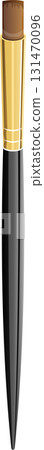 A cartoon illustration of a long brush, gold on top and gray on the bottom, on black background. 131470096