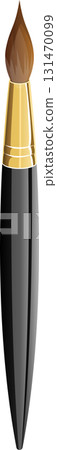 Stylized drawing of a painting tool with a brush tip, gold section, and long black handle. Stylized drawing of a painting tool with a brush tip, gold section, and long black handle. 131470099