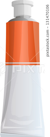 Orange paint tube stands tall against a black backdrop, ready to bring color to any canvas. 131470106