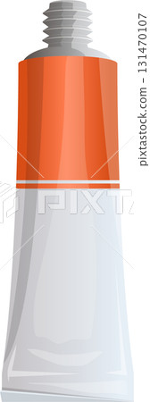 Tube of vibrant orange paint ready for artistic expression and creative projects on canvas. 131470107